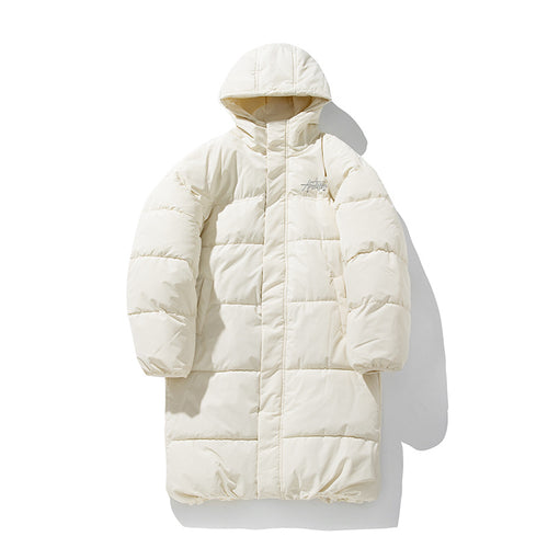 Unisex Langer Boxy‑Steppmantel mit Kapuze, Thermoisolierung und verstellbarem Saum Echo Archiv