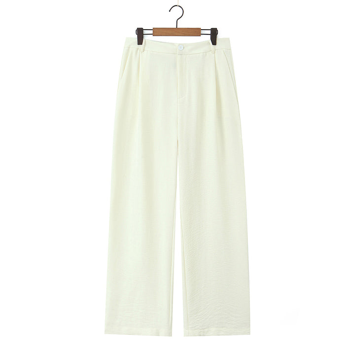 Damen Hochtaillierte leichte Palazzo-Hose mit weitem Bein und vorderer Bundfalte Echoarchiv