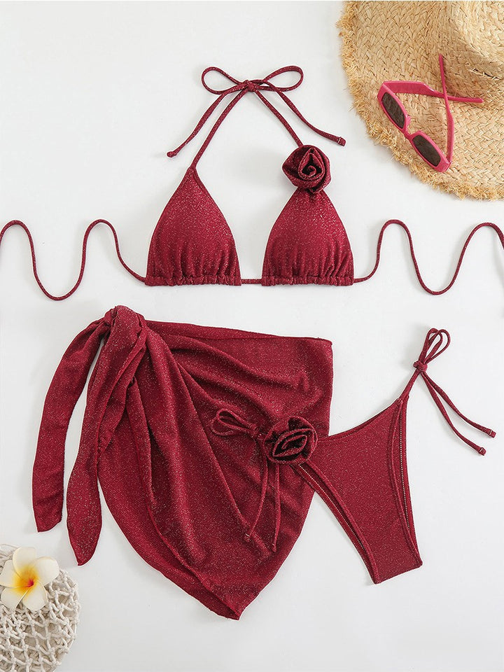 Damen Glitzernder Triangel-Bikini mit elegantem Wickelrock Echo Archiv