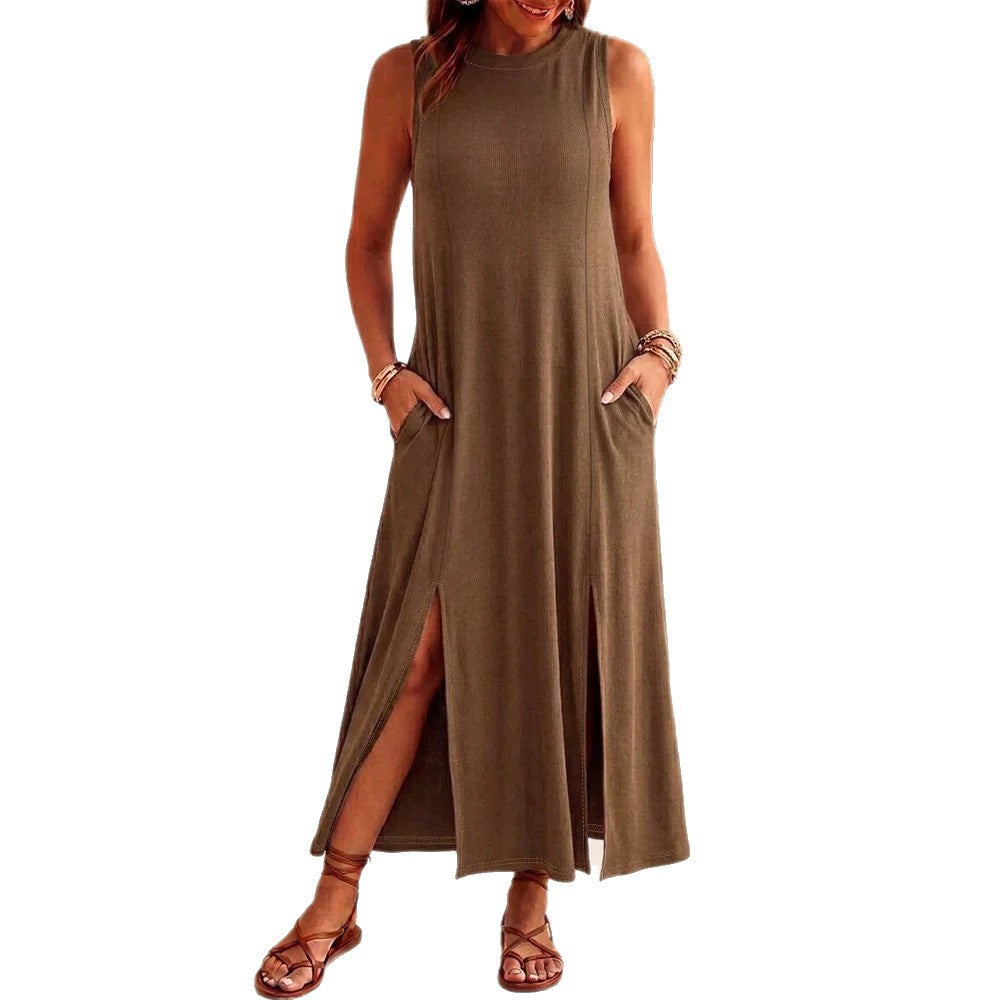 Damen Maxikleid mit elegantem Schlitz und praktischen Taschen Echo Archiv