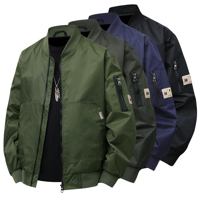 Herren Urbaner Nylon-Flight-Bomber mit Utility-Ärmeltasche und Zwei-Wege-Reißverschluss Echo Archiv