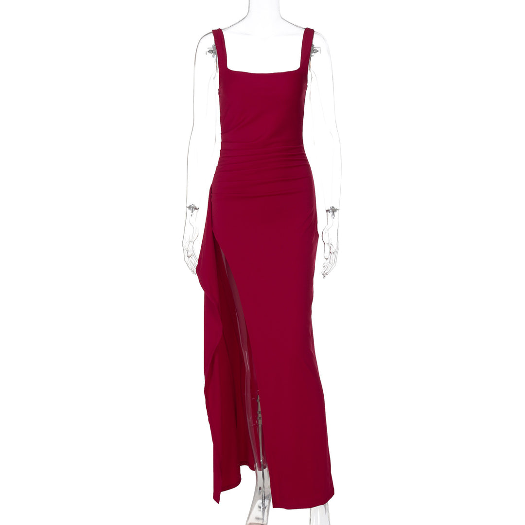 Damen elegantes Maxikleid mit seitlichem Schlitz und Röschendetails Echo Archiv