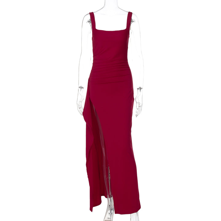Damen elegantes Maxikleid mit seitlichem Schlitz und Röschendetails Echo Archiv