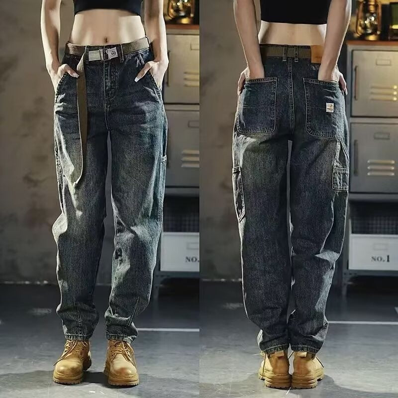 Damen Weite Denim-Hose mit hohen Taschen Echo Archiv