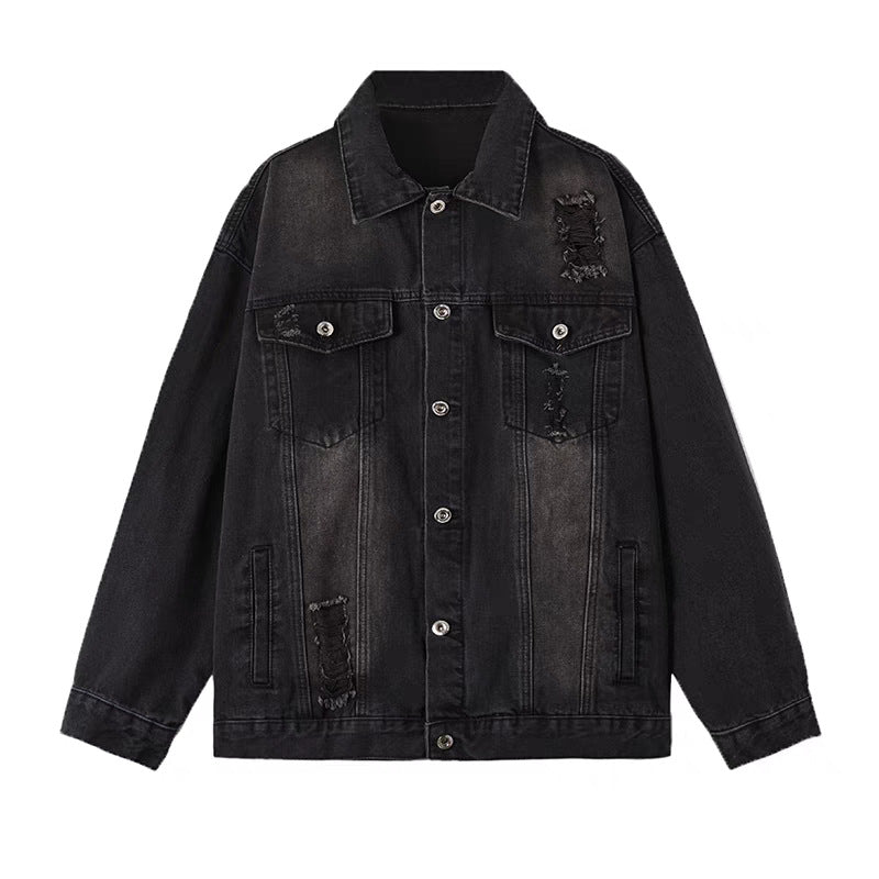 Herren Oversized Jeansjacke mit Used-Waschung und Destroy-Details Echoarchiv