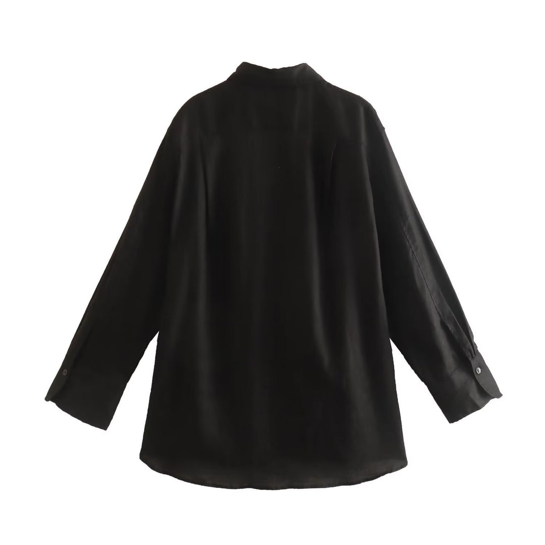 Damen Oversize-Hemdbluse mit verlängertem Rückenteil, kastigem Schnitt und durchgehender Knopfleiste Echo Archiv
