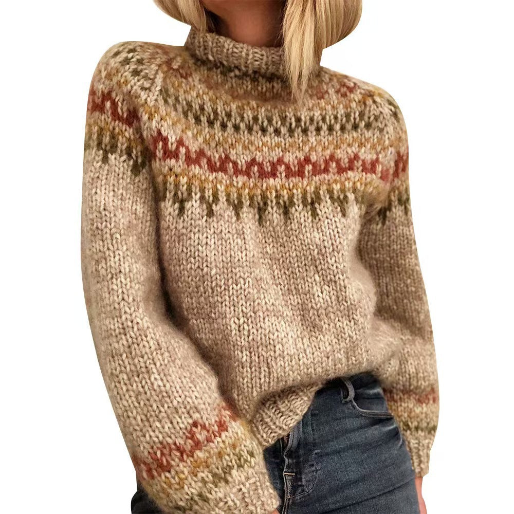 Damen nan kuscheliger Norweger-Strickpullover mit Stehkragen und Oversize-Passform Echo Archiv