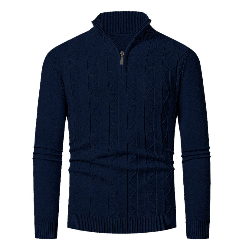 Herren Strickpullover mit stylischem Reißverschluss und Zopfmuster Echoarchiv
