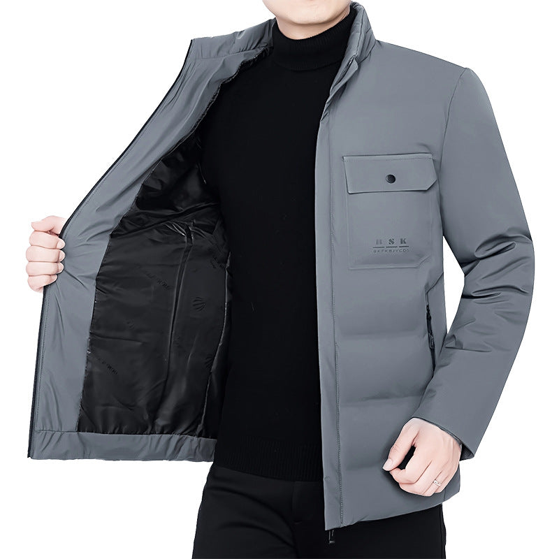 Herren Thermisch gepolsterte Cityjacke mit Stehkragen und Brustklappen – Taviero