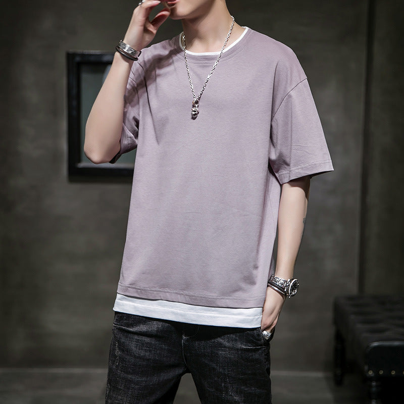 Herren lässiges oversized T-Shirt mit kontrastierendem Untersetzer Echoarchiv