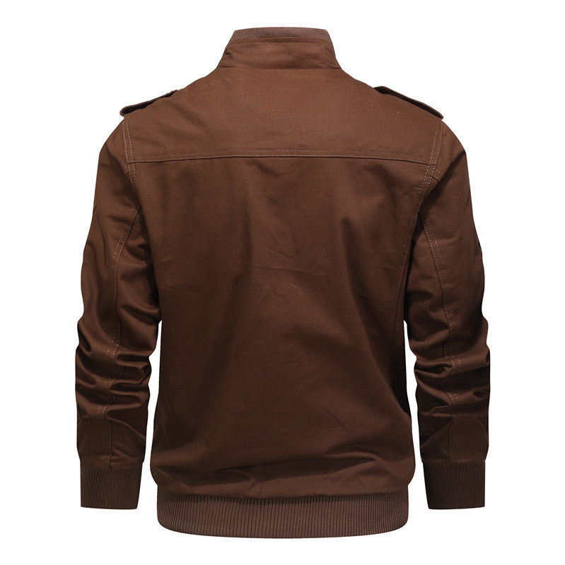 Herren robuste Canvas-Fieldjacke mit Stehkragen, Mehrfachtaschen und Rippbündchen Echoarchiv