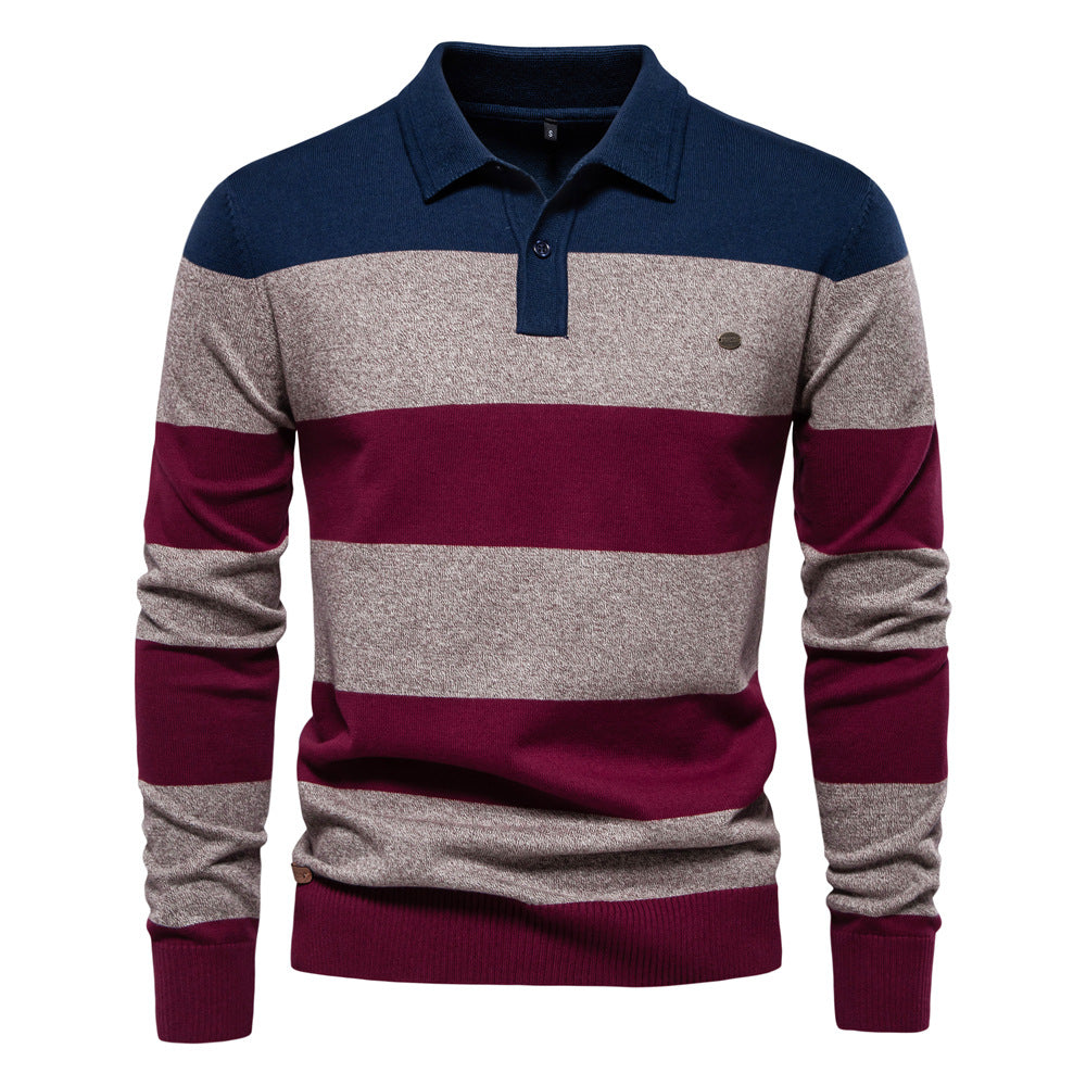 Herren Langarm-Polo-Shirt mit modischem Streifendesign Echoarchiv