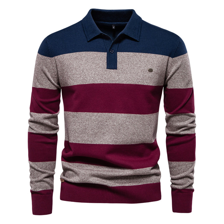 Herren Langarm-Polo-Shirt mit modischem Streifendesign Echoarchiv