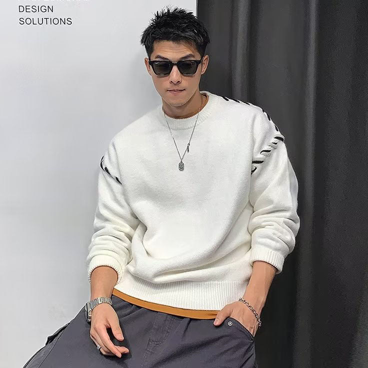 Herren Grobstrickpullover mit einzigartiger Applikation Echoarchiv
