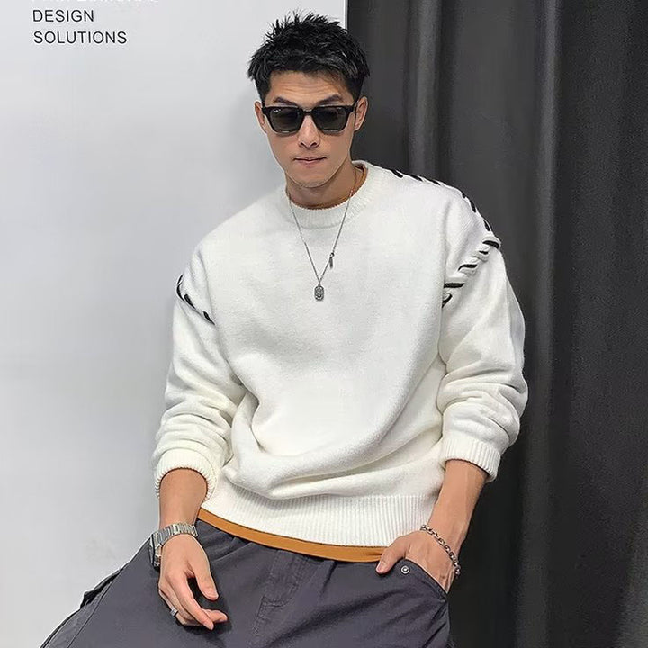 Herren Grobstrickpullover mit einzigartiger Applikation Echoarchiv