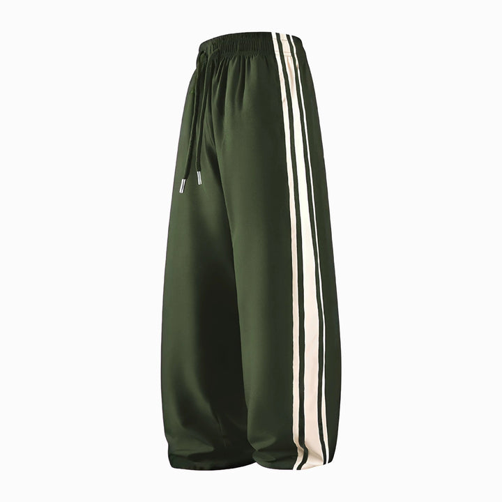 Damen Weite Trackpants mit Tunnelzugbund und seitlichen Kontraststreifen Echo Archiv