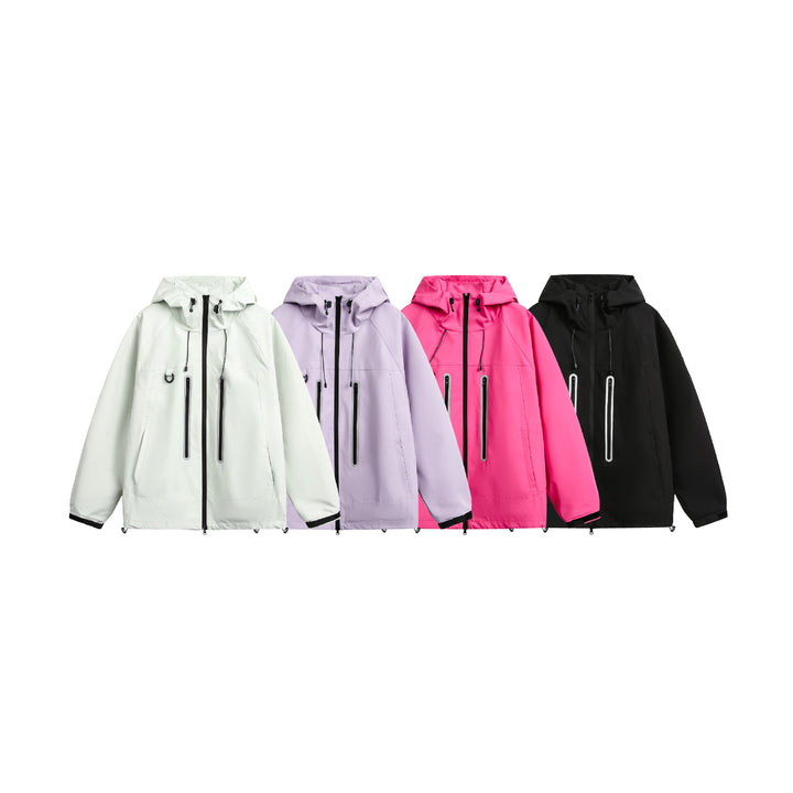 Damen Wasserdichte Parka-Jacke mit Kapuze und versiegelten Reißverschlüssen Echoarchiv