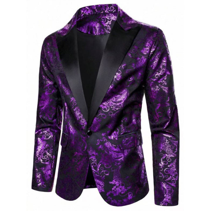 Herren Eleganter Smokingblazer mit floralem Jacquard-Muster Echoarchiv