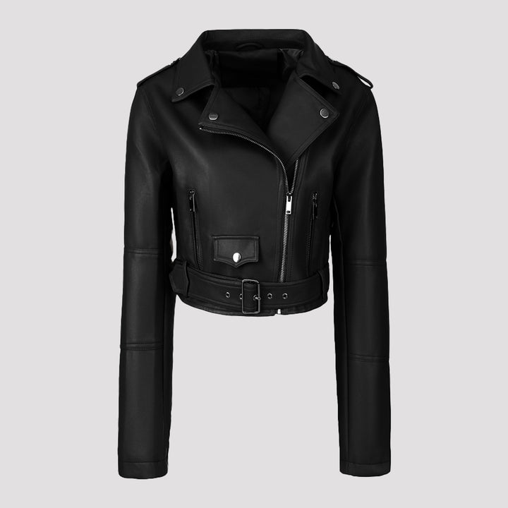 Damen Modische Bikerjacke mit Gürtel Echo Archiv