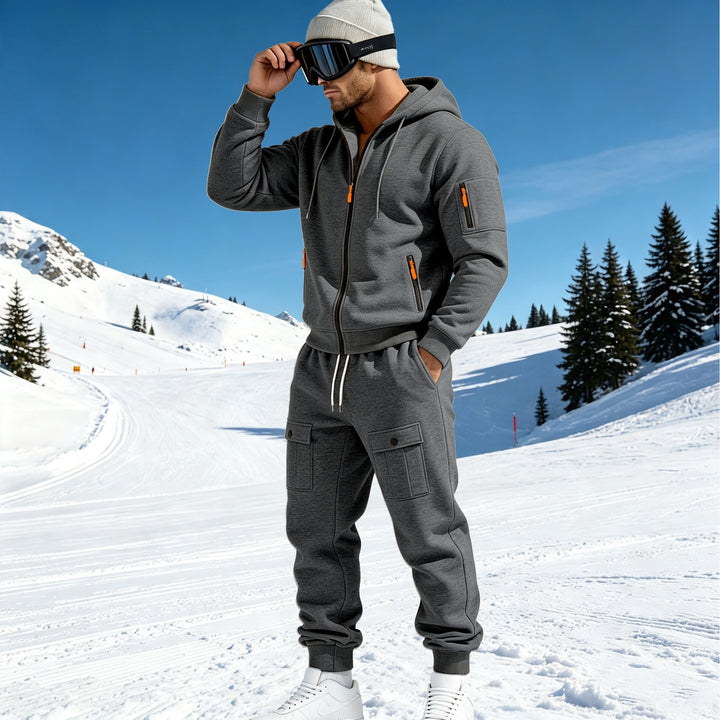 Herren Komfort-Fleece Hoodie mit Reißverschluss, Kapuze und Utility-Ärmeltasche – Cavarno