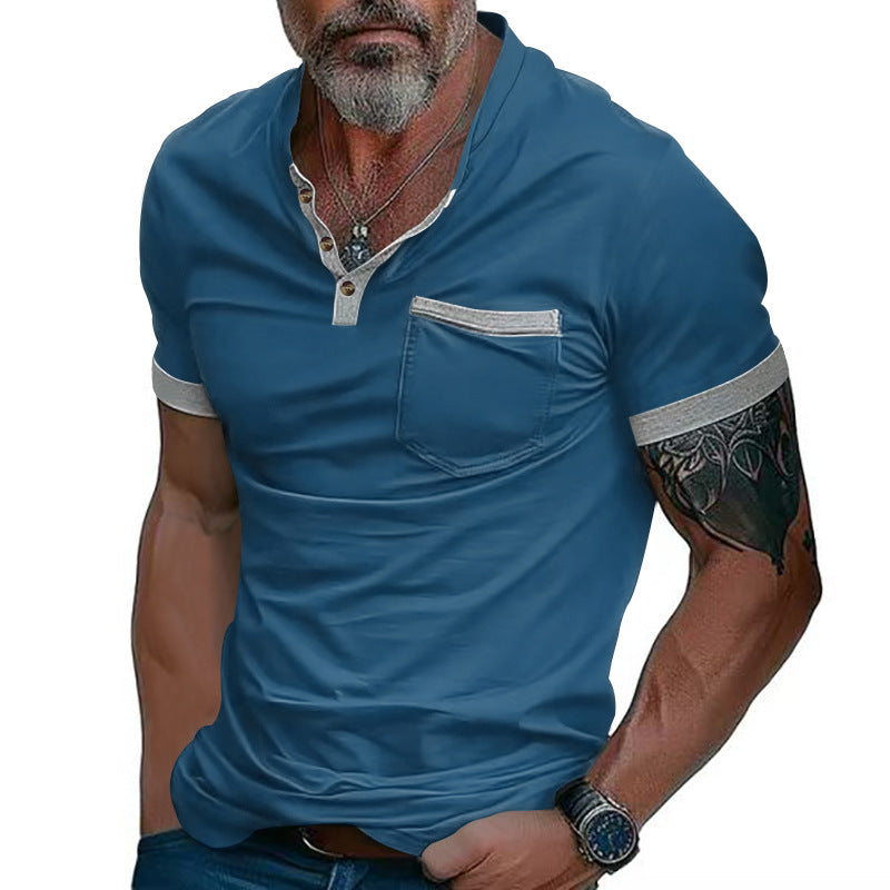 Herren Poloshirt mit modischem Kragen und Brusttasche Echoarchiv