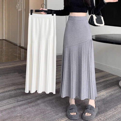 Damen Plissierter Maxirock mit asymmetrischem Design Echo Archiv