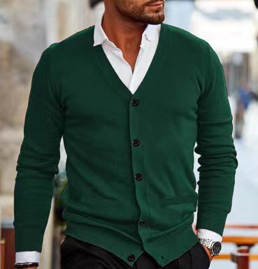 Herren nan Feinstrick V-Ausschnitt Cardigan mit Knopfleiste und Eingrifftaschen Echo Archiv