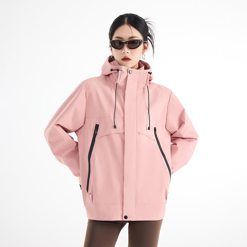 Damen technische wasserdichte Oversize-Parka mit Kapuze und verdeckten Reißverschlusstaschen Echoarchiv