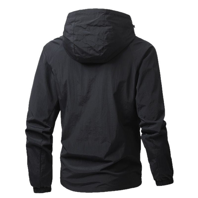 Herren Leichte Kapuzen-Windjacke mit Mesh‑Futter, durchgehendem Reißverschluss & elastischen Bündchen Echo Archiv