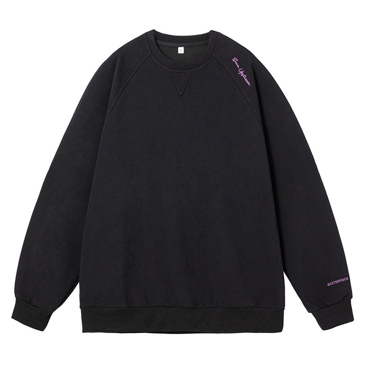 Unisex Boxy-Sweatshirt aus Mélange-French-Terry mit Raglanärmeln und dezenter Script-Stickerei Echo Archiv