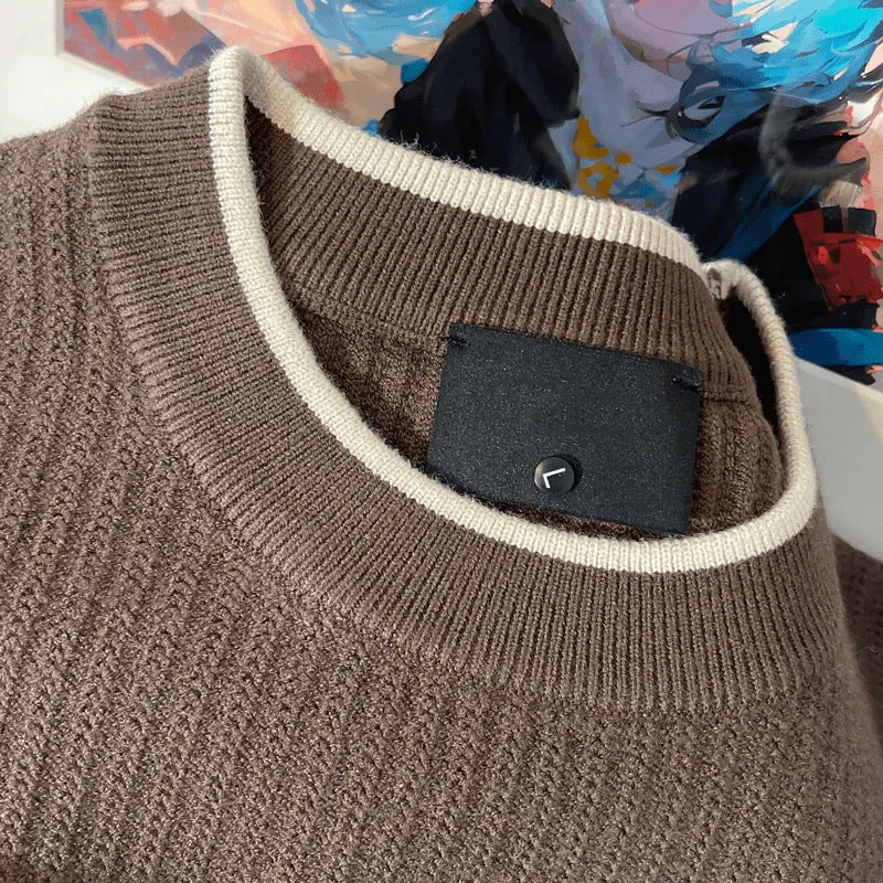 Herren Feinstrick-Ripppullover mit Rundhalsausschnitt und legerer Oversize-Passform Echoarchiv