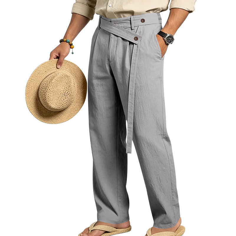 Herren nan weite Leinenhose mit Wickelbund, hoher Taille und legerem Bein Echo Archiv