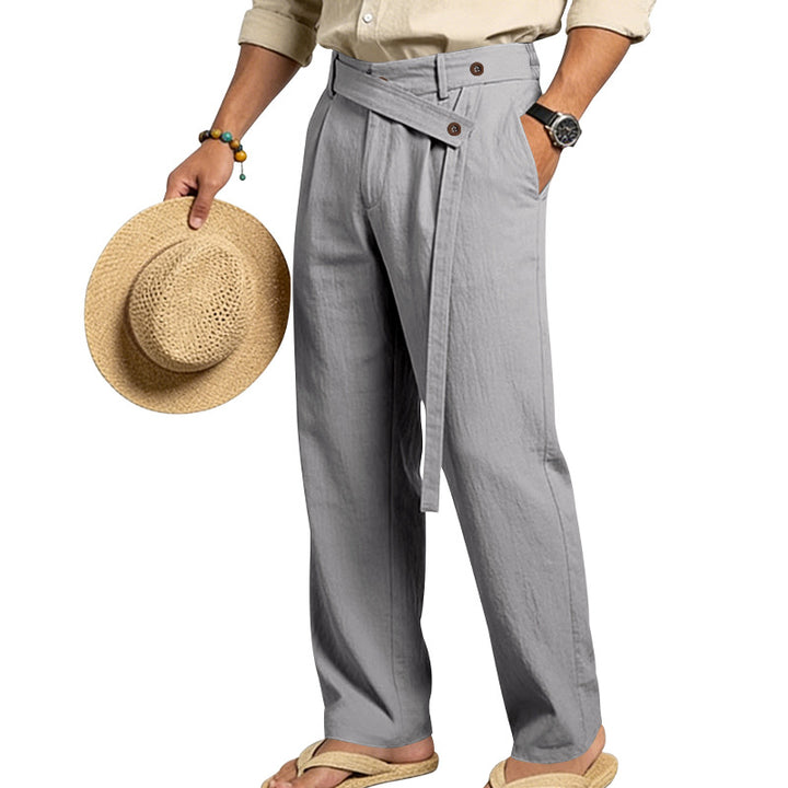 Herren nan weite Leinenhose mit Wickelbund, hoher Taille und legerem Bein Echo Archiv