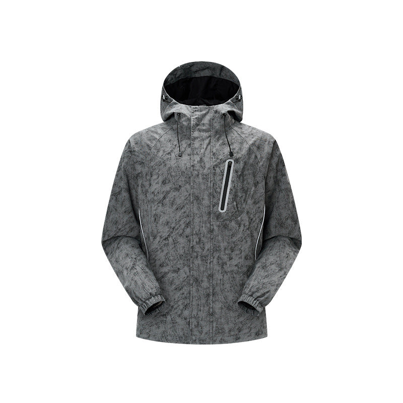 Herren technische Regenjacke mit Kapuze, wasserdichtem Material und Brust-Reißverschluss Echo Archiv