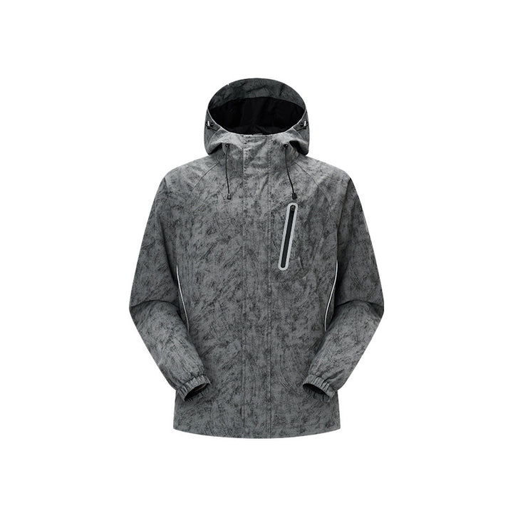 Herren technische Regenjacke mit Kapuze, wasserdichtem Material und Brust-Reißverschluss Echo Archiv