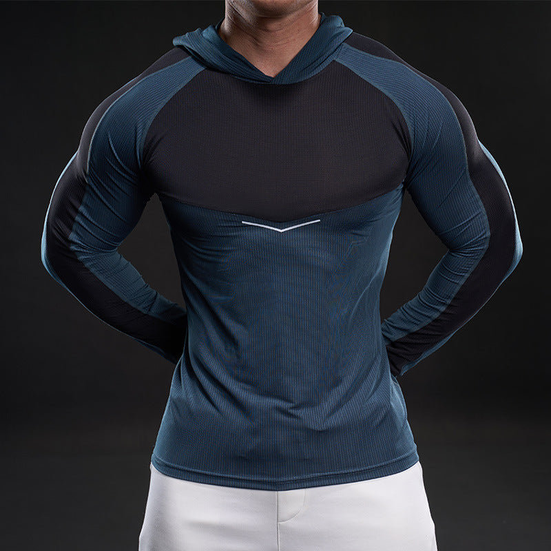 Herren sportliches Langarm-Funktionsshirt mit Kapuze und atmungsaktivem Design Echoarchiv