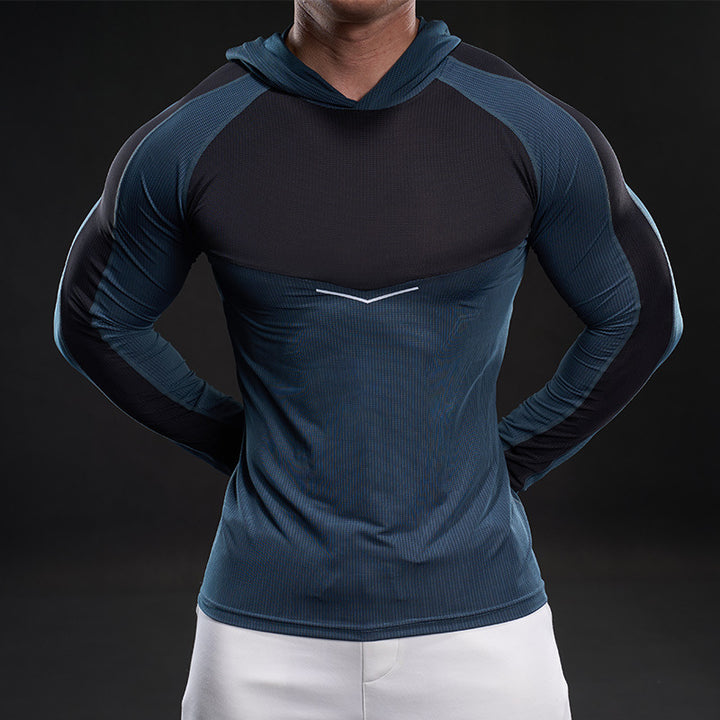 Herren sportliches Langarm-Funktionsshirt mit Kapuze und atmungsaktivem Design Echoarchiv