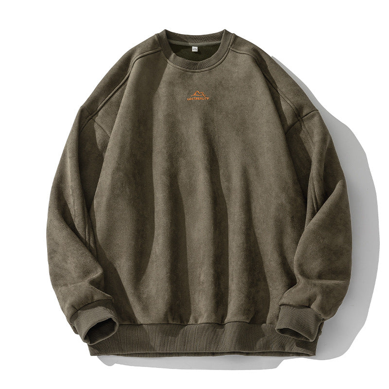 Unisex Oversize Rundhals-Sweatshirt mit minimalistischer Bergstickerei Echo Archiv