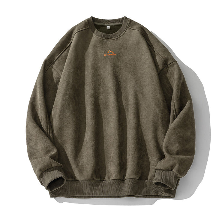 Unisex Oversize Rundhals-Sweatshirt mit minimalistischer Bergstickerei Echo Archiv