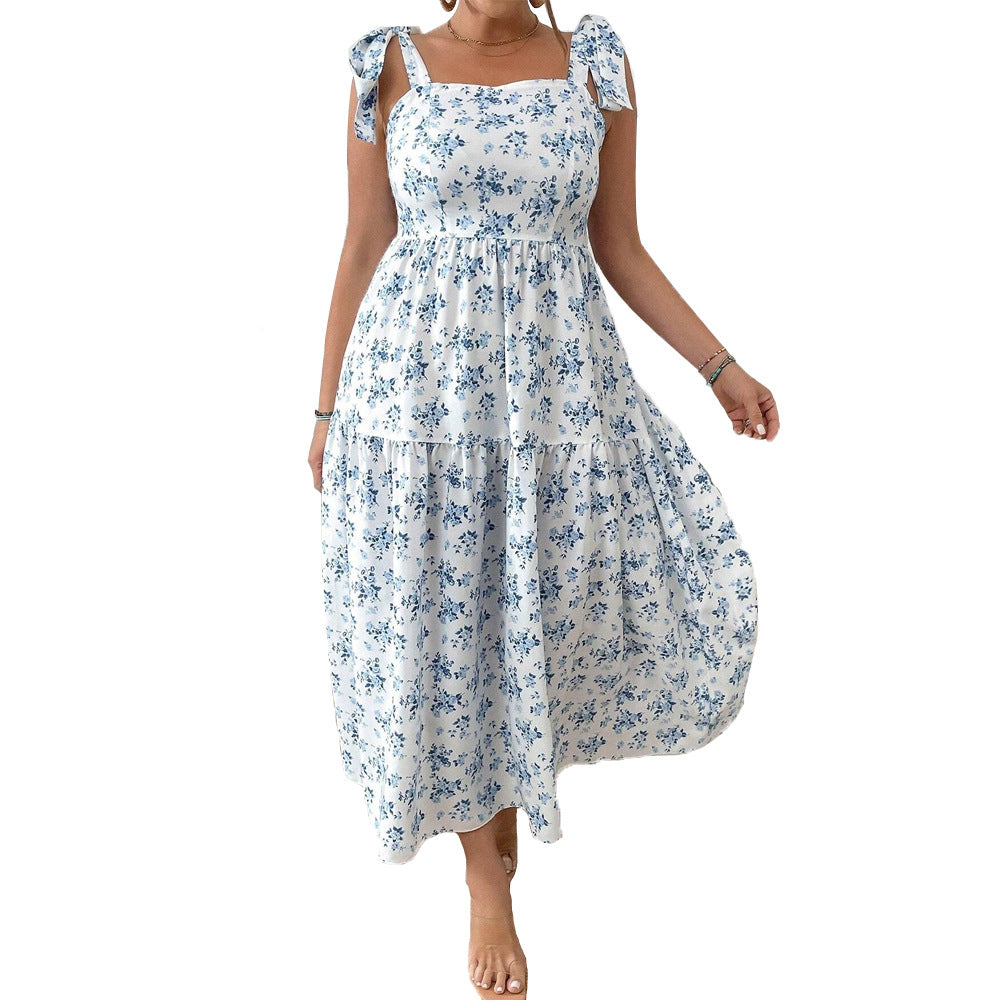 Damen Maxikleid mit floralen Mustern und schmückenden Trägern Echo Archiv