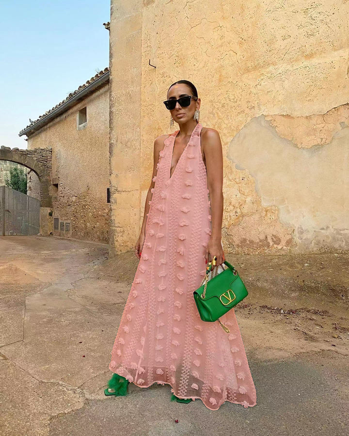 Damen Maxikleid mit voluminösem Saum und zarten Stickereien Echo Archiv