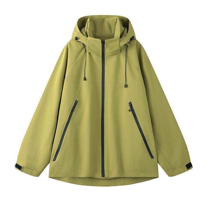 Damen technische Outdoor-Jacke mit verstellbarer Kapuze und funktionalen Reißverschlusstaschen Echoarchiv