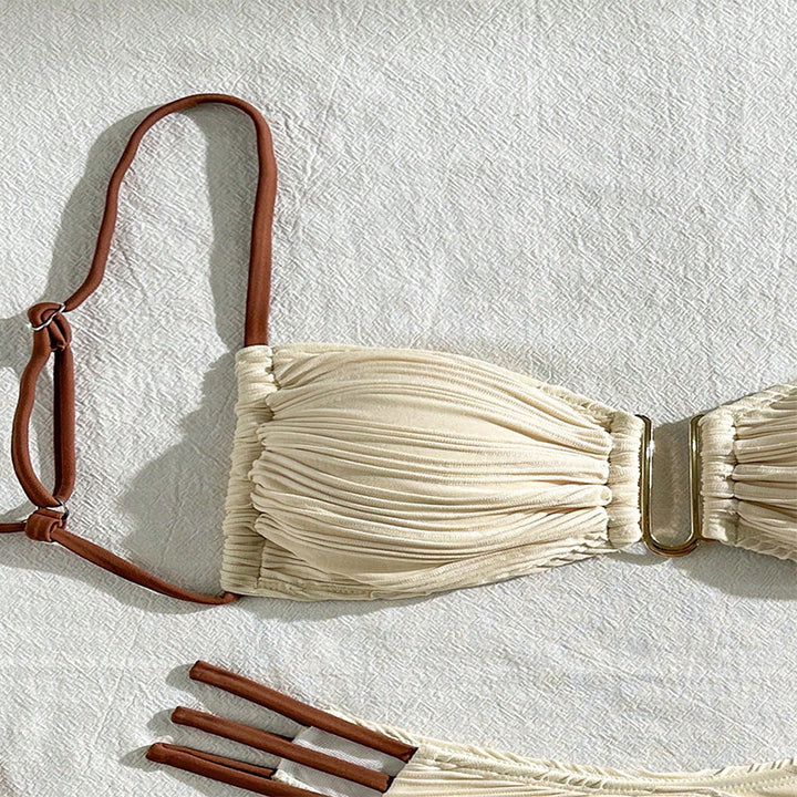 Damen Bandeau-Bikini mit Rüschendesign und dekorativen Trägerdetails Echo Archiv