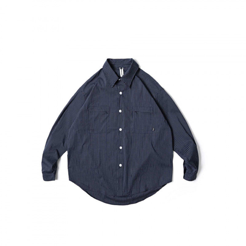 Unisex Oversize-kariertes Hemd mit rundem Saum und aufgesetzten Brusttaschen Echo Archiv