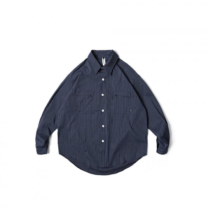 Unisex Oversize-kariertes Hemd mit rundem Saum und aufgesetzten Brusttaschen Echo Archiv