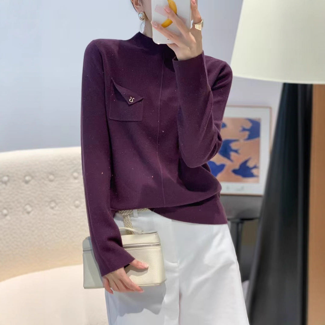 Damen Eleganter Pullover mit Stehkragen Echoarchiv