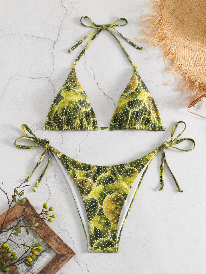 Damen Triangel-Bikini mit verspieltem Muster und verstellbaren Bindebändern Echo Archiv