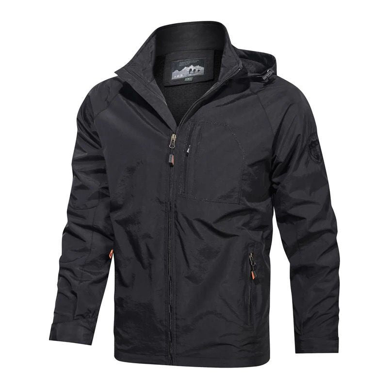 Herren Leichte Wind- und Regenjacke mit Kapuze Atmungsaktive Softshell-Membran und Brusttasche Echoarchiv