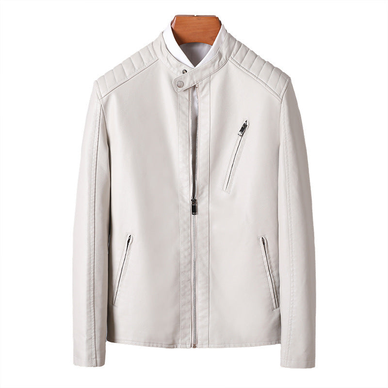 Herren Modische Lederjacke mit hohem Kragen Echo Archiv