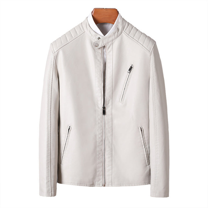 Herren Modische Lederjacke mit hohem Kragen Echo Archiv